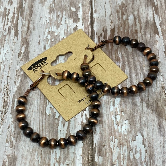 Jewelry - Western with Navajo Style Pearl Hoop Earrings